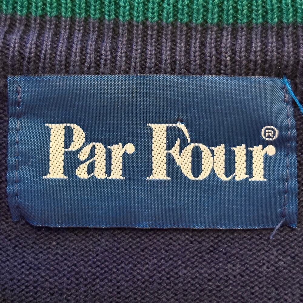 Vintage Par Four Mens Golf Sweater SIze XL Green Blue Colorblock Preppy 90s - Picture 4 of 9